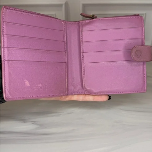 Bottega Veneta Purple Intrecciato Leather French Compact WalletAuthentic